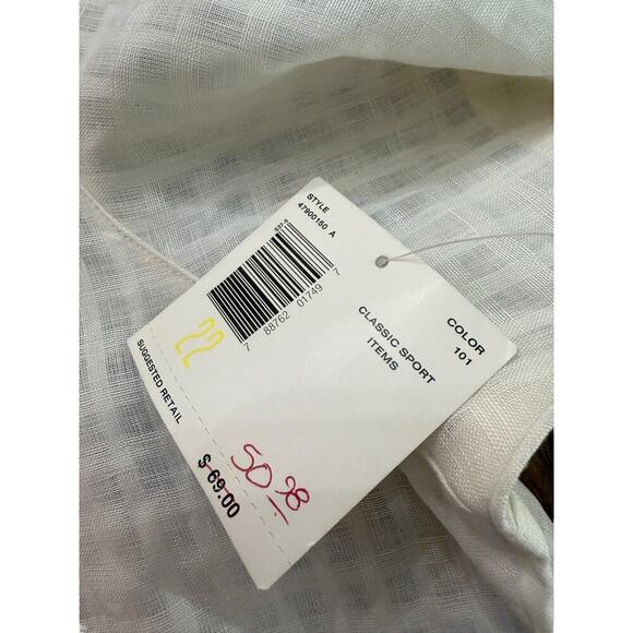 NWT Elisabeth by Liz Claiborne Cream Classic linen Button Down Shirt Size 22 - Picture 4 of 6